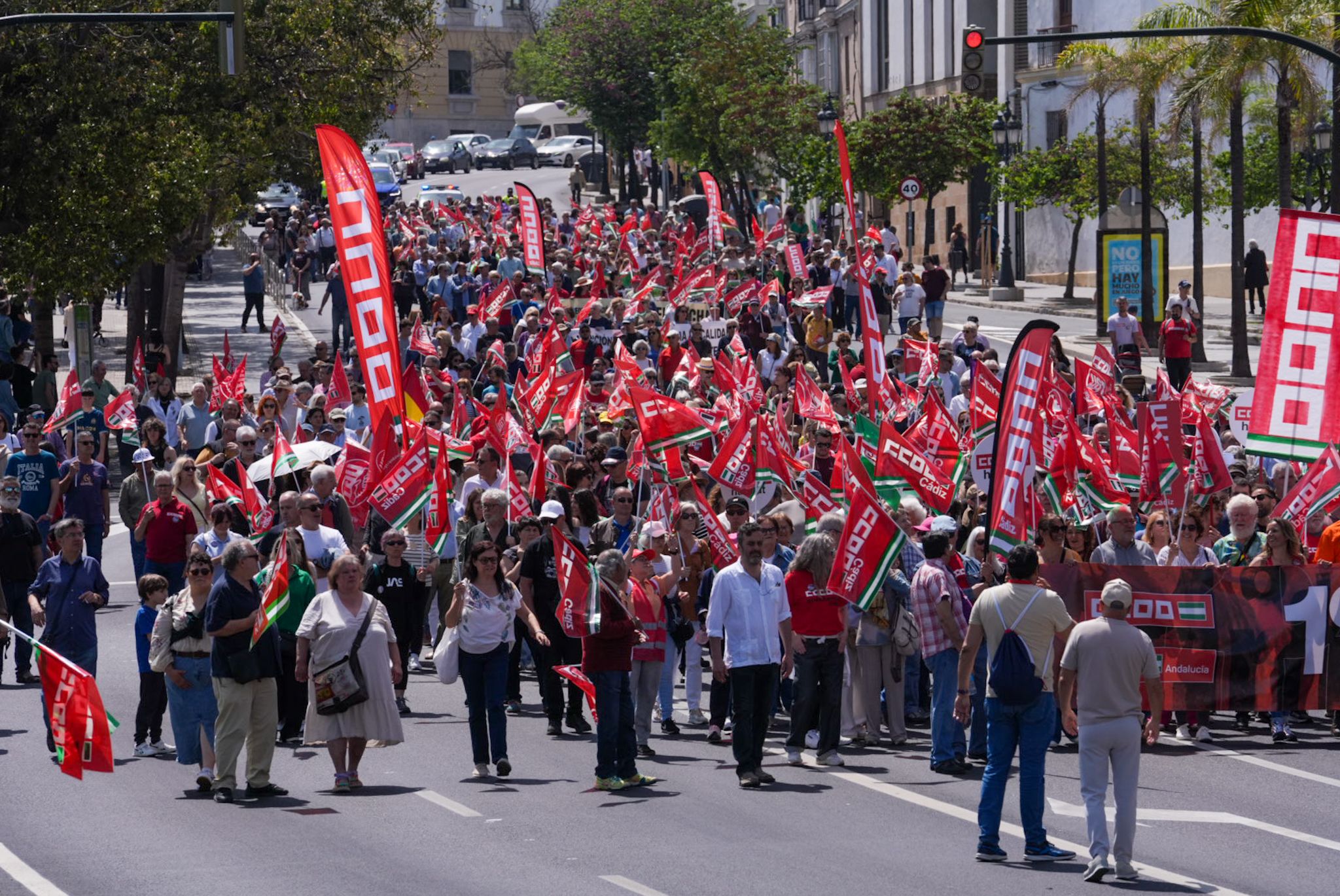 La manifestación por el Primero de Mayo en Cádiz, con sabor a campaña electoral