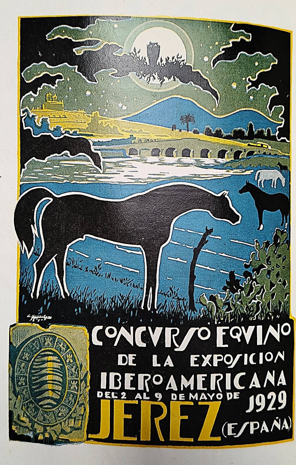 Cartel del Concurso Equino por la Exposición Iberoamericana de Sevilla. - Cartel del Concurso Equino por la Exposición Iberoamericana de Sevilla.