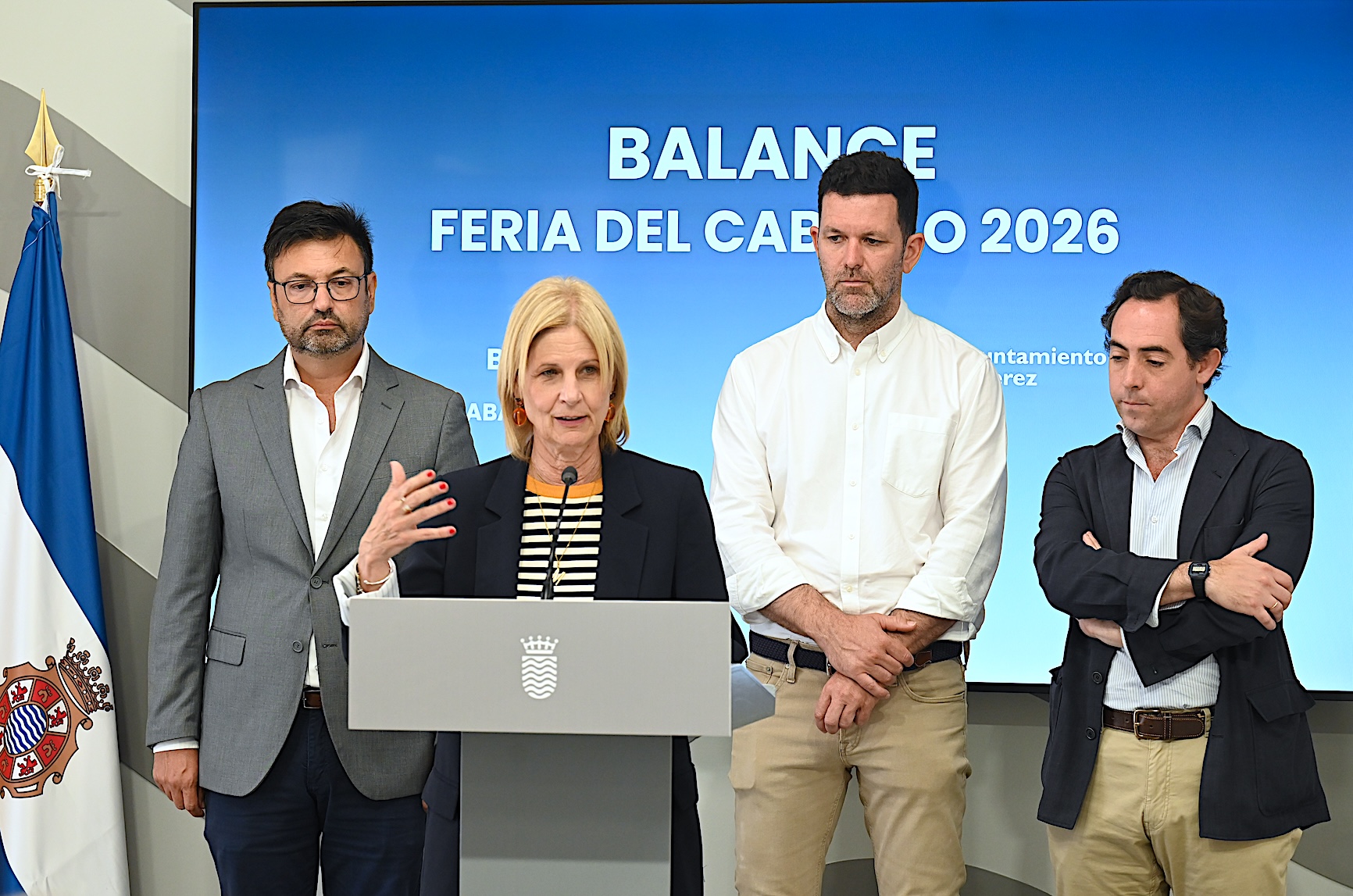La alcaldesa, en el balance de la Feria de Jerez 2026.