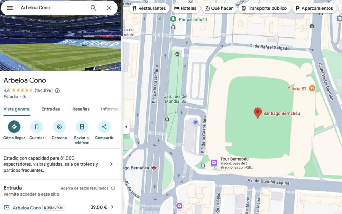 De 'Arbeloa cono' a 'Camp Nou Negreira': los nombres que le han puesto a varios estadios tras un hackeo en Google Maps