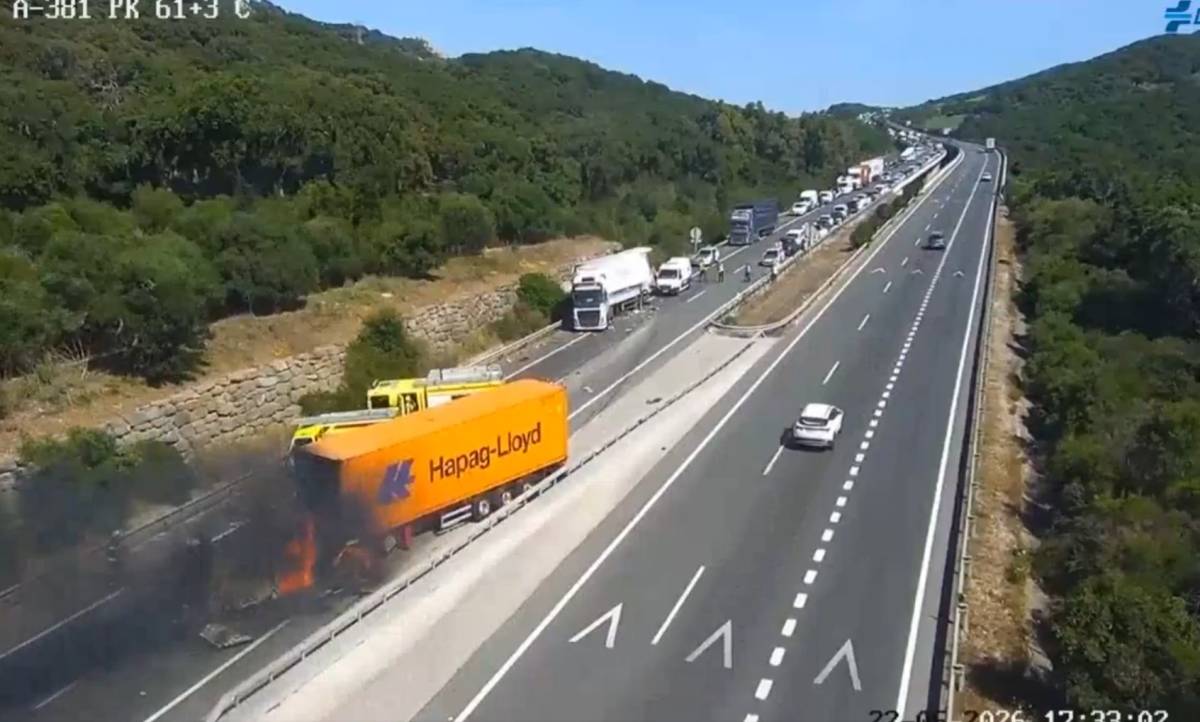 Un camión de grandes dimensiones arde en la autovía Jerez-Los Barrios: corte total y atascos kilométricos