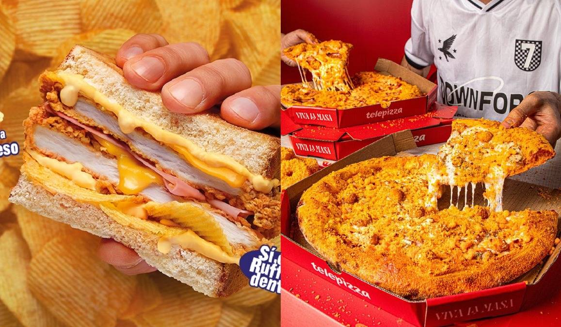Pizza de color naranja y un sándwich hecho con patatas de bolsa: dos cadenas de 'fast-food' sacan sendas piruetas de la palatabilidad indigesta