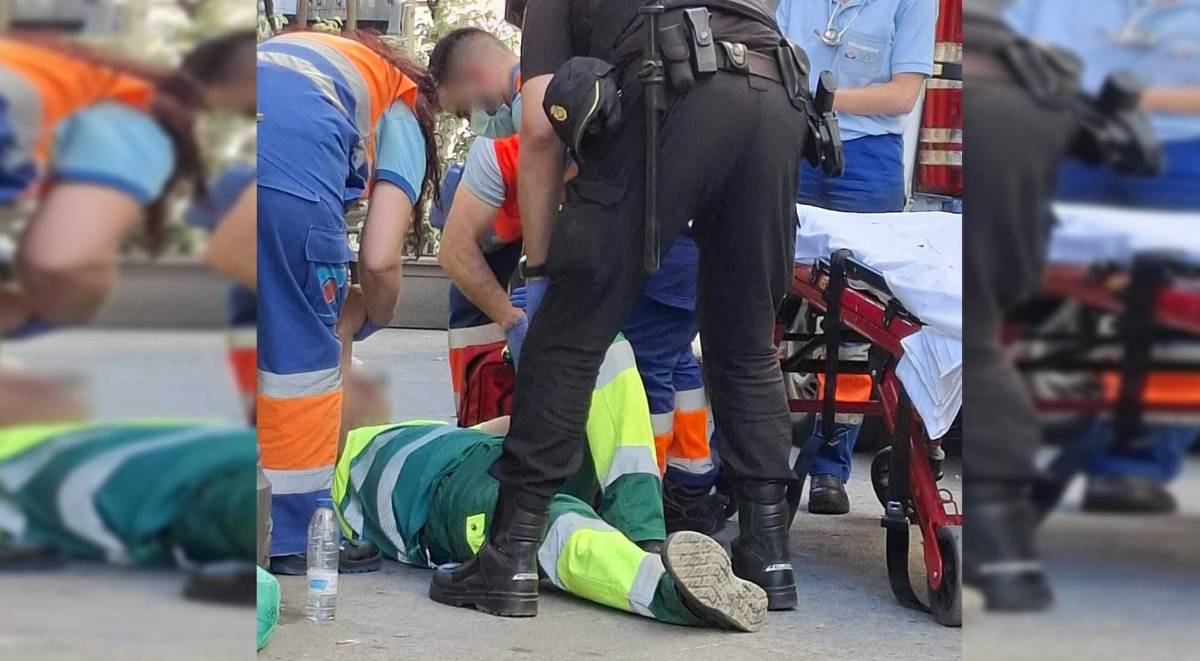 Cae desplomado por el calor un operario de limpieza viaria de Jerez en plena calle Lancería 