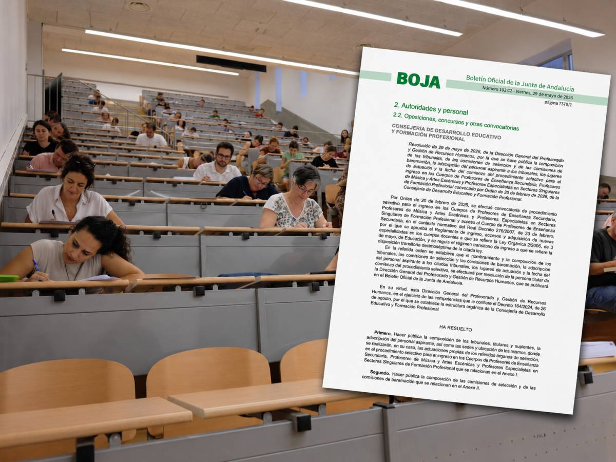 Un aula con docentes durante unas oposiciones. - 