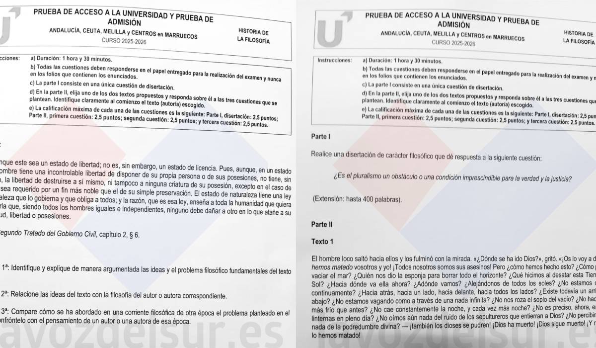 PAU junio 2026 Andalucía | Consulta aquí el examen completo de Filosofía