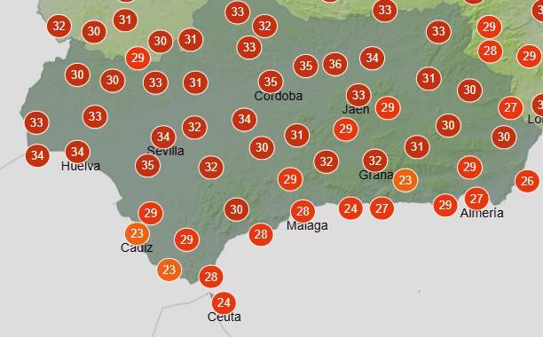 Temperaturas sobre las 16 horas para este miércoles.