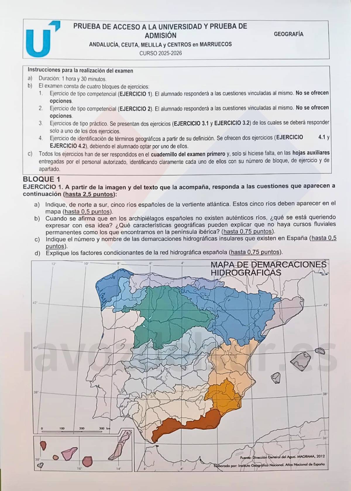 El examen de Geografía de la PAU 2026 en junio en Andalucía