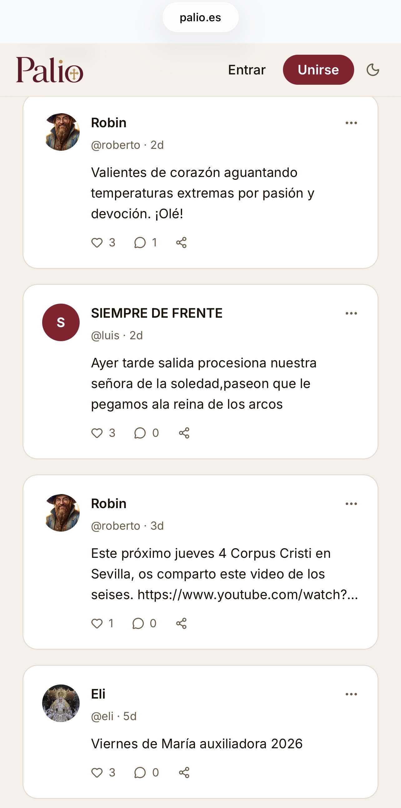 Palio, la nueva red social cofrade que nace en Sevilla.