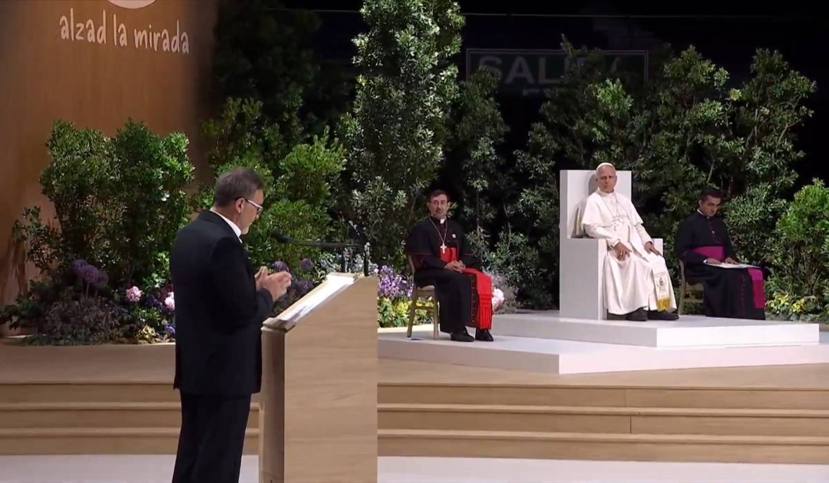 Antonio Banderas en su discurso al Papa León XIV
