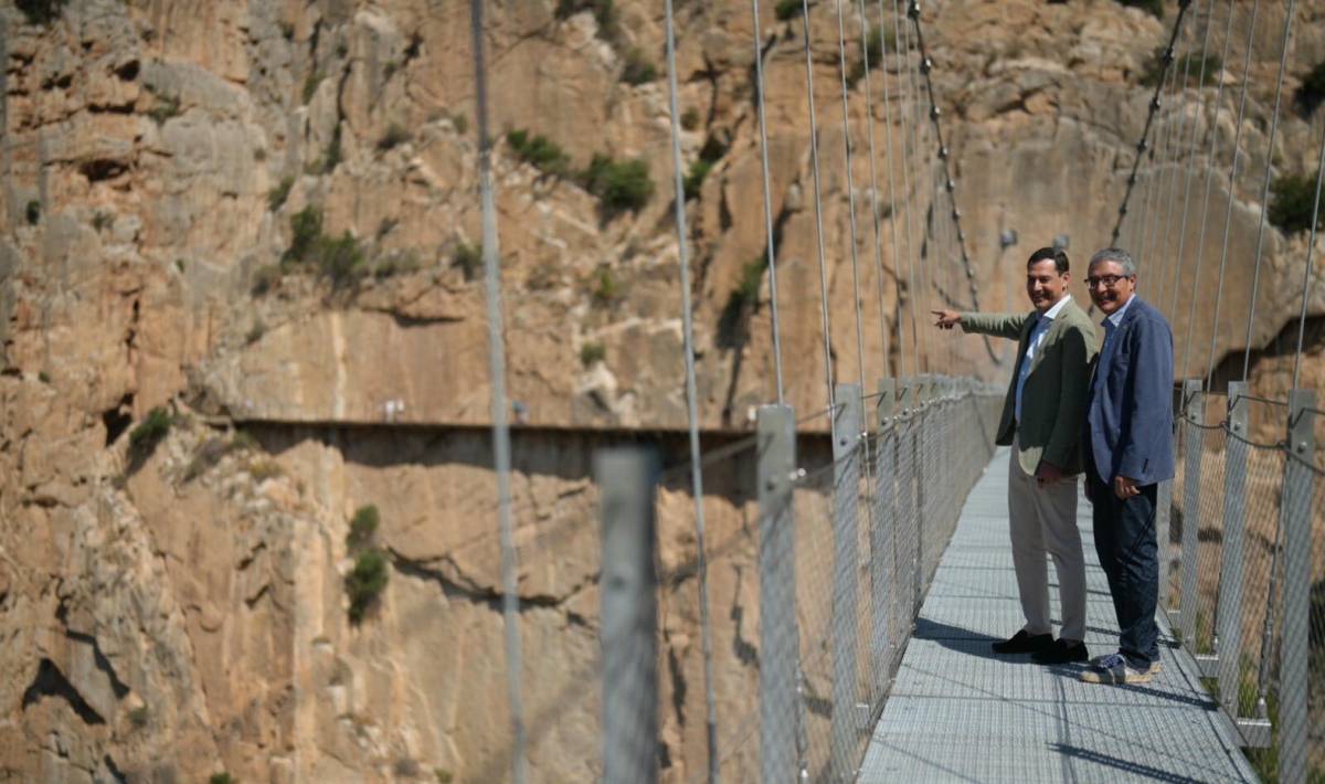 El Caminito del Rey, ejemplo de enclave sostenible en Málaga, estrena el puente colgante más grande de España