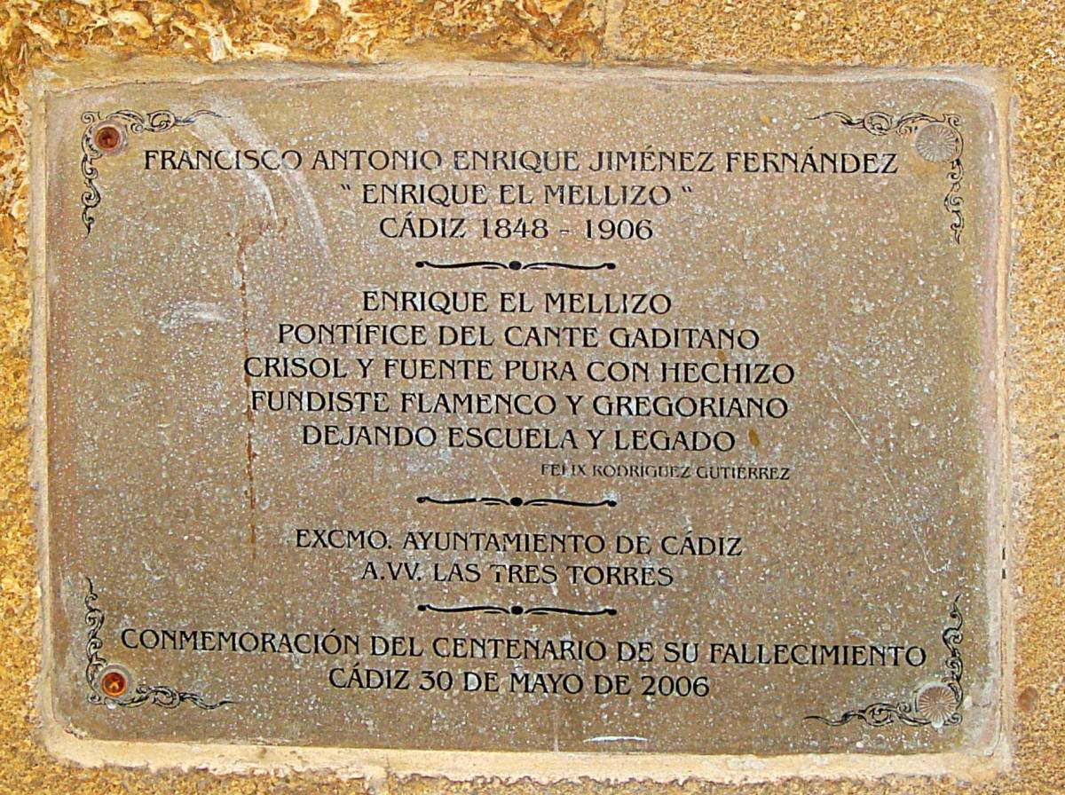 Monumento a Enrique “el Mellizo”, placa conmemorativa.