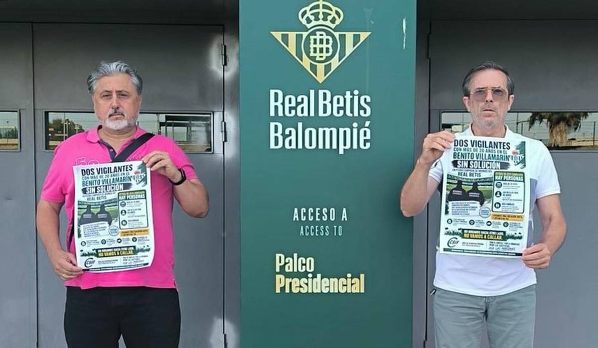 Protestas de dos vigilantes del Villamarín contra Prosegur y Real Betis: un afectado tiene 60 años y dos hijos con discapacidad