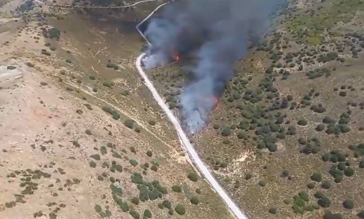 Amplio despliegue de helicópteros y bomberos para controlar un paraje en llamas en Málaga