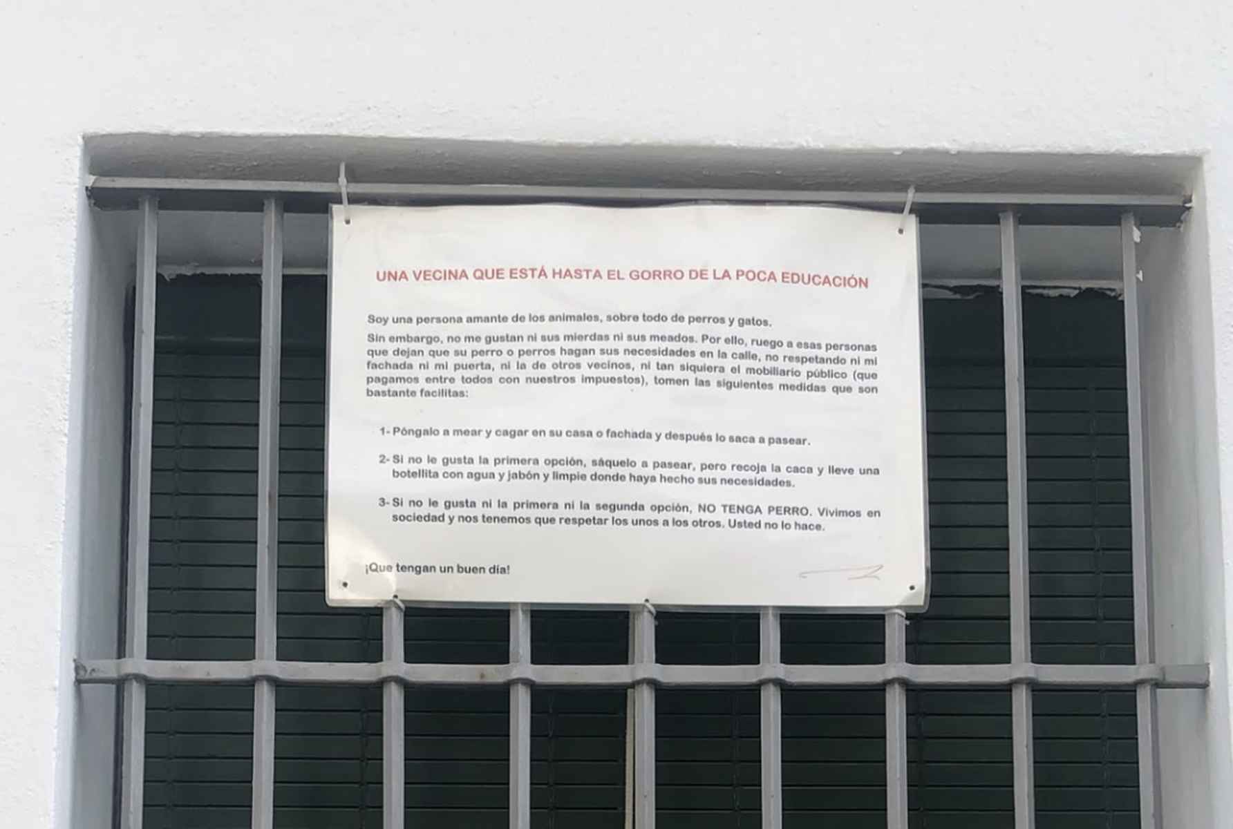 El cartel de una vecina del centro de Jerez. - El cartel de una vecina del centro de Jerez.