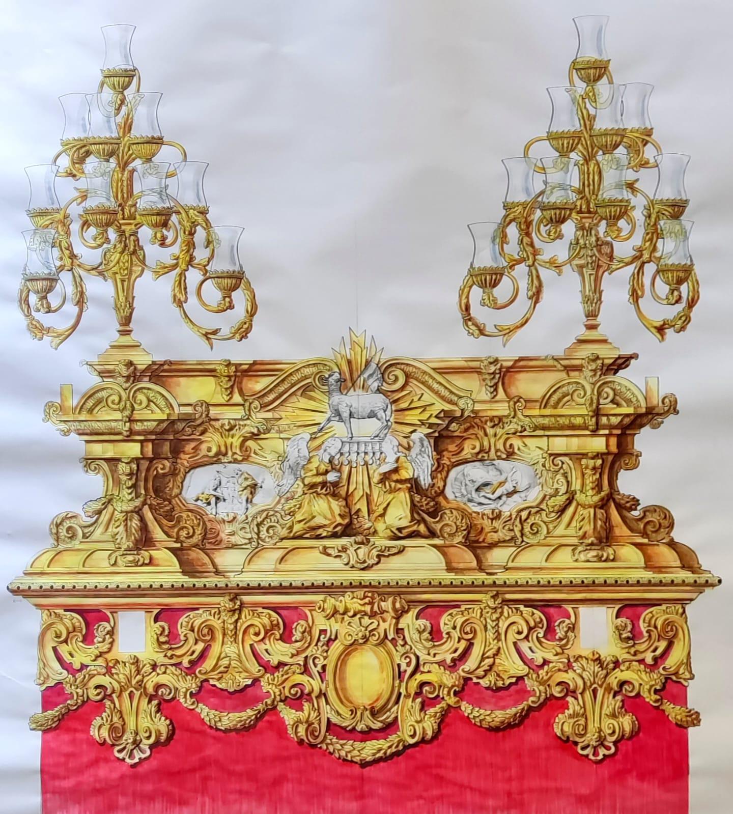 Diseño del nuevo paso para el conjunto escultórico de Cristo Resucitado. 