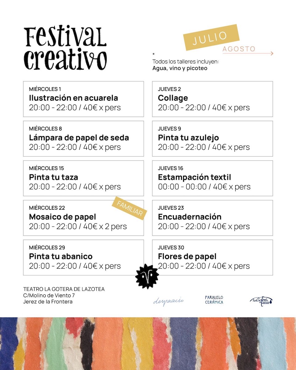 Programación del Festival Creativo durante el mes de julio en La Gotera de Lazotea.
