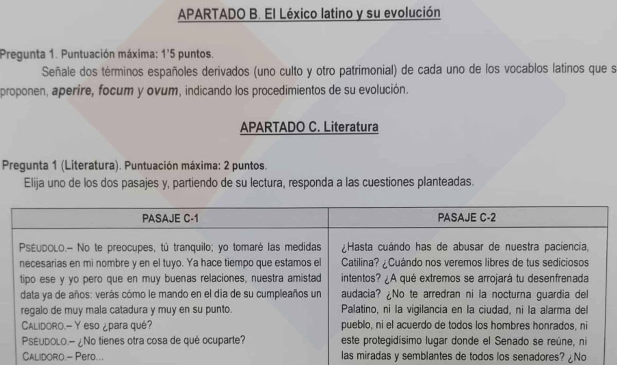 PAU Andalucía extraordinaria de julio 2026: este es el examen de Latín