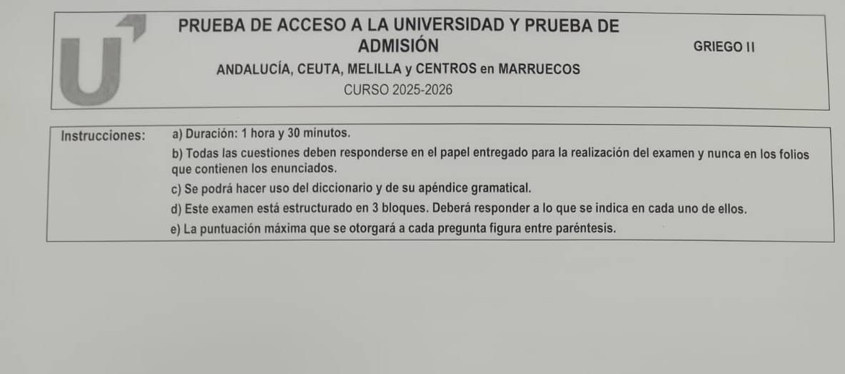 PAU Andalucía extraordinaria de junio 2026: así ha sido el examen de Griego