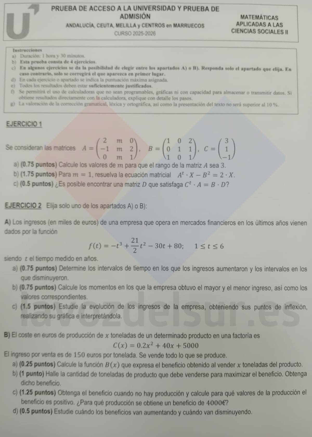 examen matematicas aplicadas ciencias sociales extraordinaria PAU - examen matematicas aplicadas ciencias sociales extraordinaria PAU