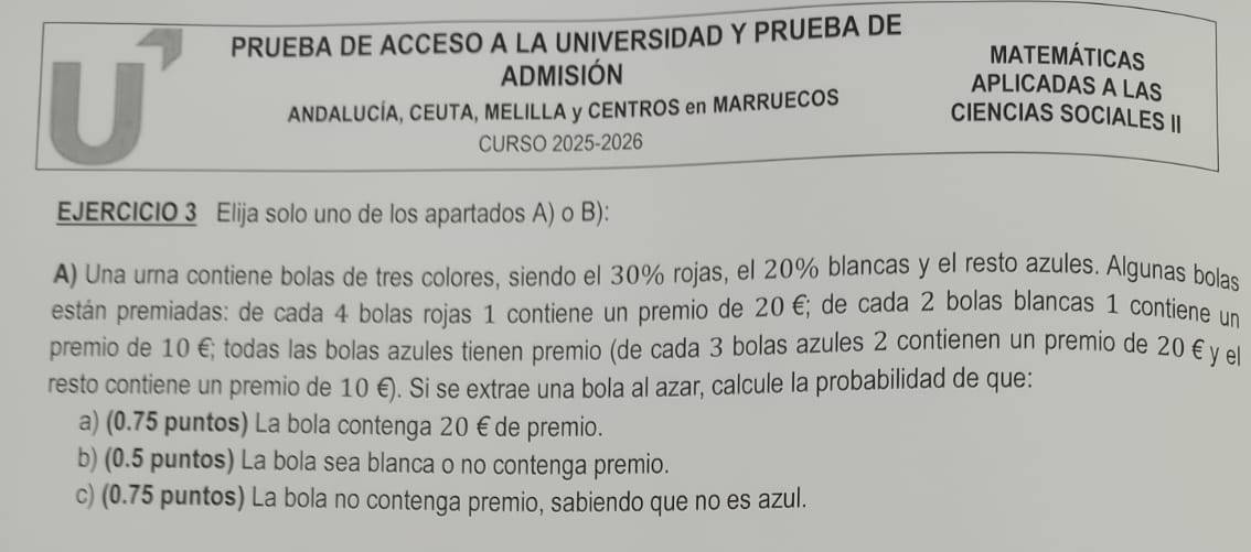 PAU Andalucía extraordinaria de julio de 2026: así es el examen de Matemáticas aplicadas a las Ciencias Sociales