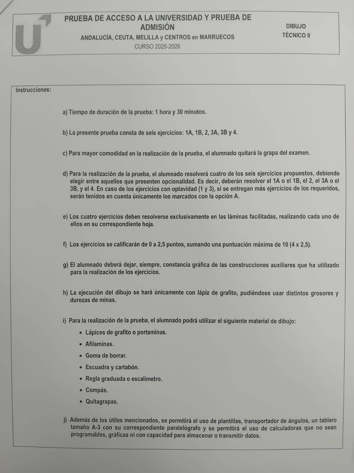examen dibujo tecnico PAU extraordinaria 2026 Andalucía - examen dibujo tecnico PAU extraordinaria 2026 Andalucía