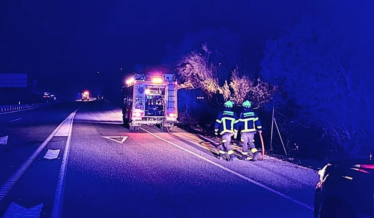 Susto hasta la madrugada por un incendio avivado por el fuerte viento en Medina: el fuego 'saltó' la autovía Jerez-Los Barrios