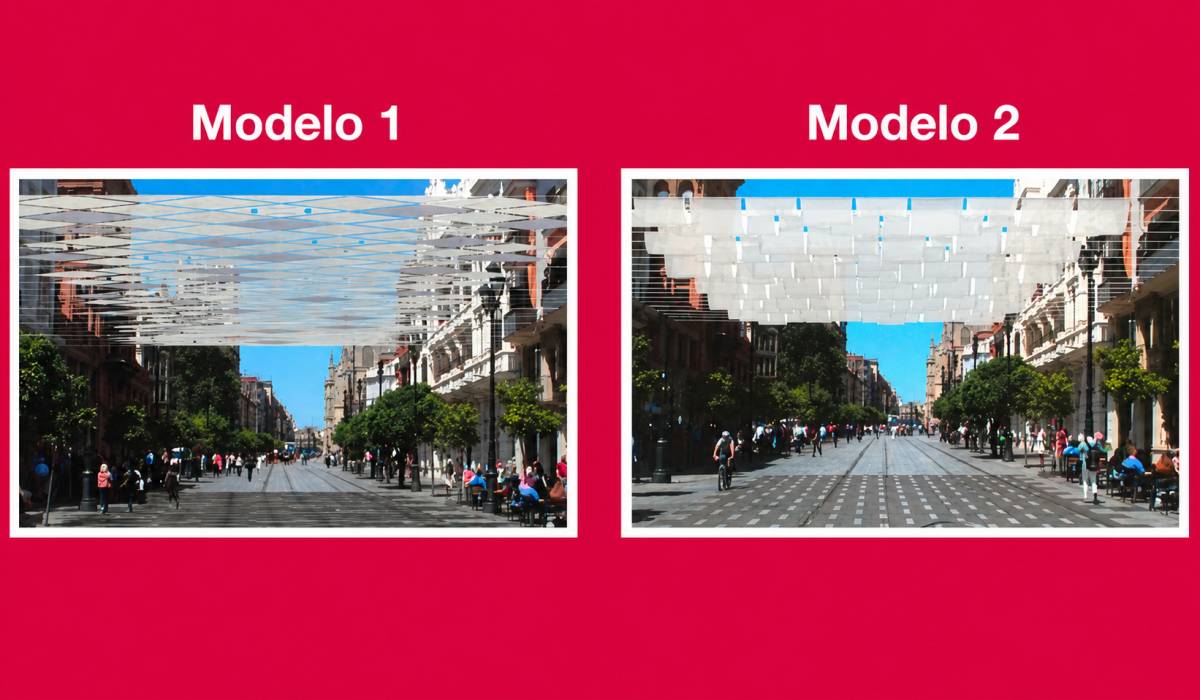 El Ayuntamiento de Sevilla explica las dos opciones para los toldos en la avenida de la Constitución, que no estarán este verano