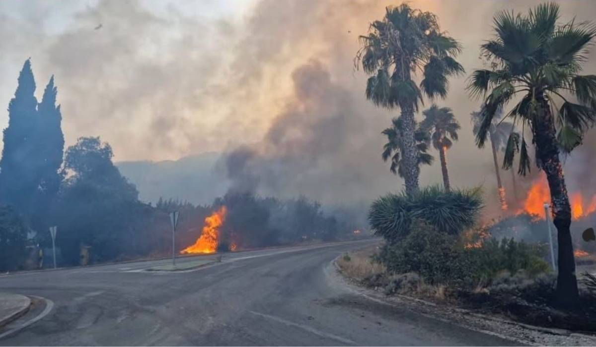 El fuego, alrededor de una parte del pueblo de Barbate: el Ayuntamiento desaloja viviendas, carretera a Vejer cerrada