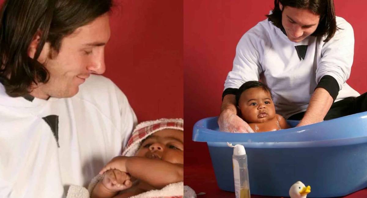 Las vueltas que da la vida (y el fútbol): las virales fotos del baño de Messi a Lamine Yamal cuando tenía cinco meses