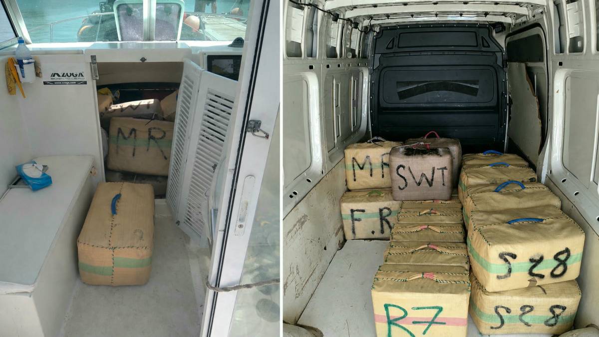 Surca la Bahía de Cádiz con 800 kilos de hachís en un barco de recreo y se tira al agua cuando lo pilla la Guardia Civil