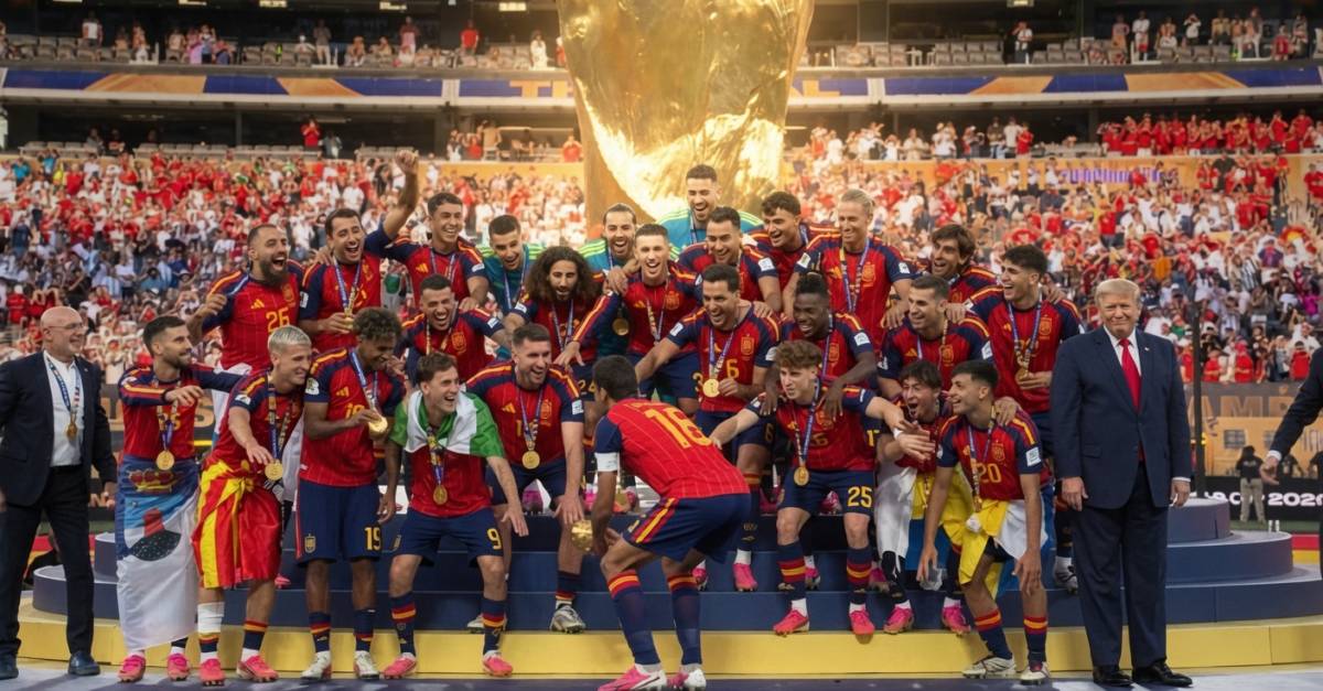 Trump, que no quería irse de la foto con los campeones del Mundial, dice que ya no hay tensiones con España