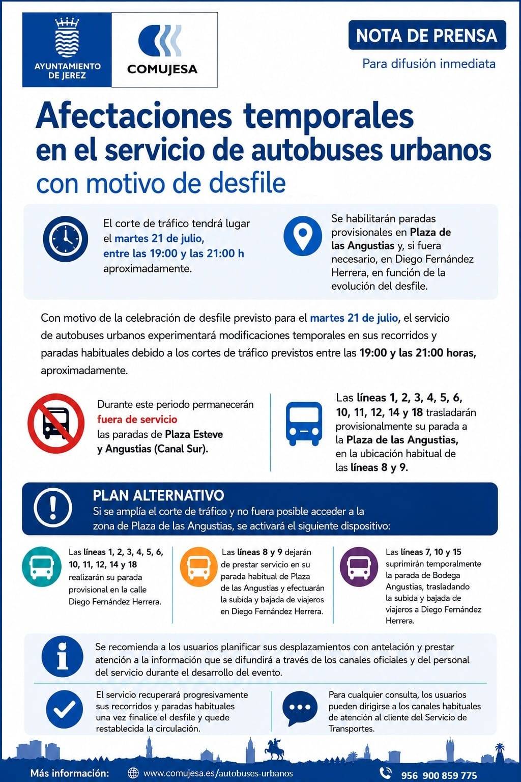 Cambios en el servicio de autobuses.
