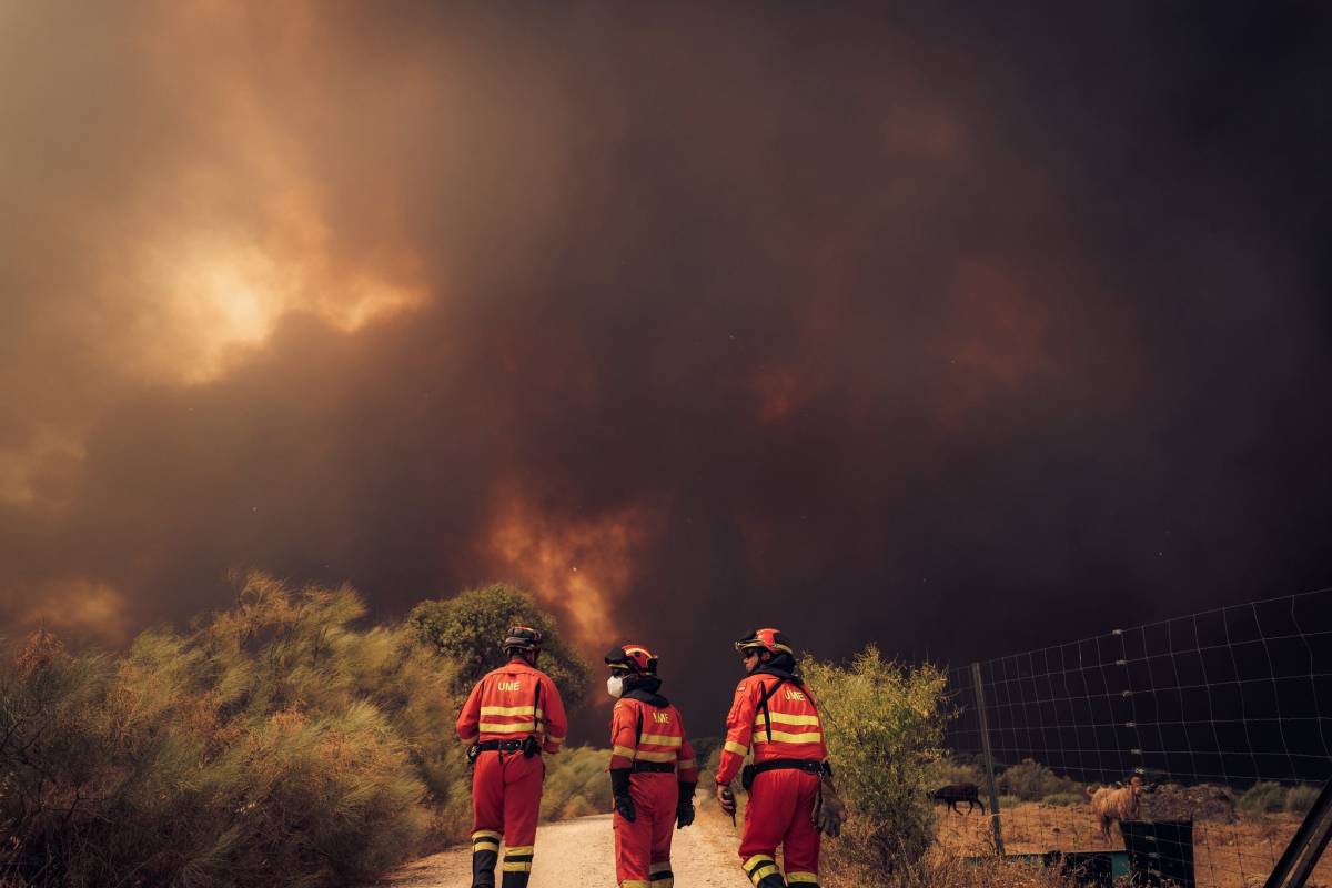 Los carteles de la DGT en la AP-4 piden evitar la Ruta de la Plata para ir a Madrid: el incendio activo ya es el peor de la historia de España