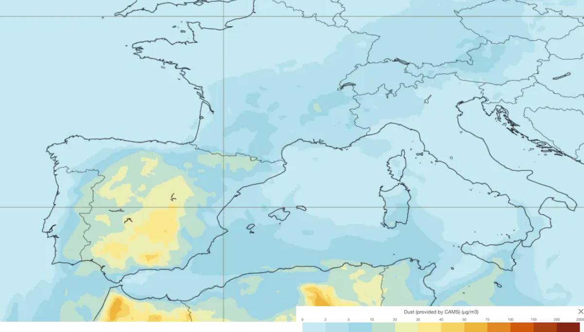 ¿Cuántos días de calima habrá en Andalucía esta semana? Esto dicen los mapas del modelo europeo