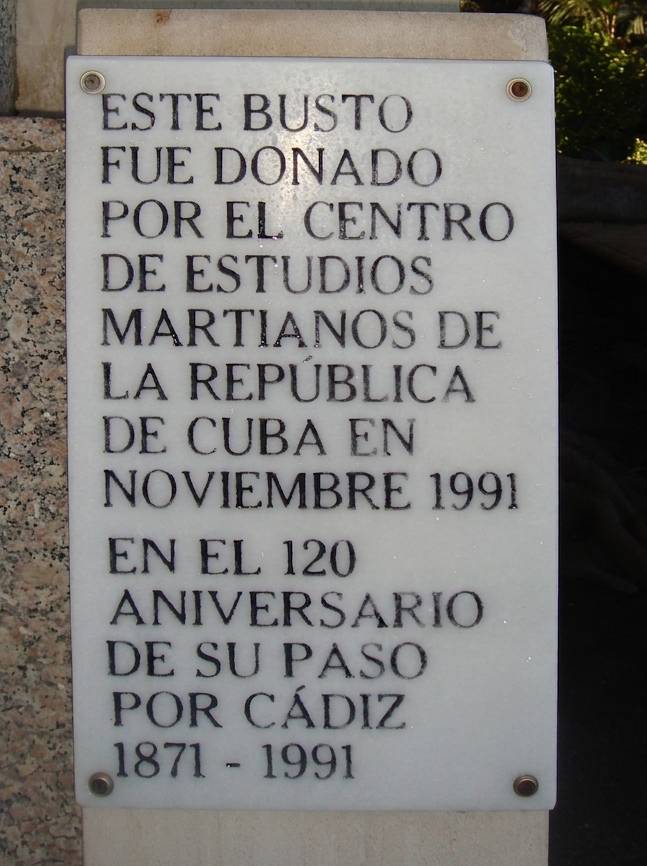 Monumento a José Martí, placa conmemorativa, 1991. - Monumento a José Martí, placa conmemorativa, 1991.