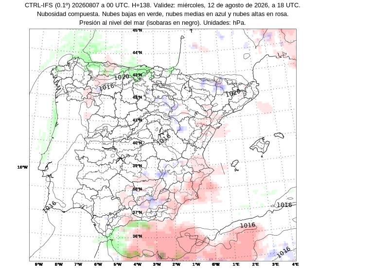 Mapa de España con nubosidad. - Mapa de España con nubosidad.
