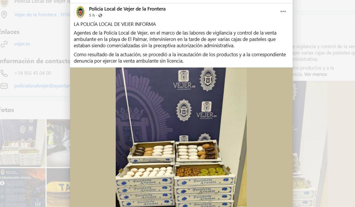 Cachondeo en redes con una intervención de dulces en la playa de El Palmar presentada casi como un alijo: 