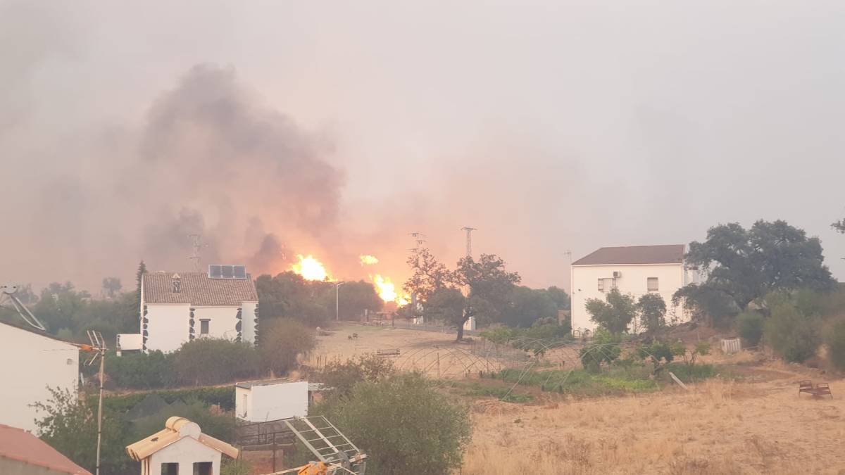 El incendio cercando Berrocal. - LAVOZDELSUR.ES El incendio cercando Berrocal.