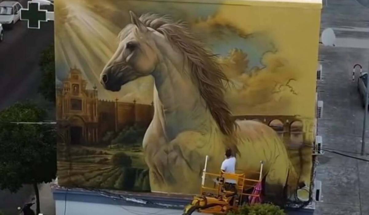 Así coge forma y color el gran caballo cartujano de Cosa.V en La Asunción de Jerez