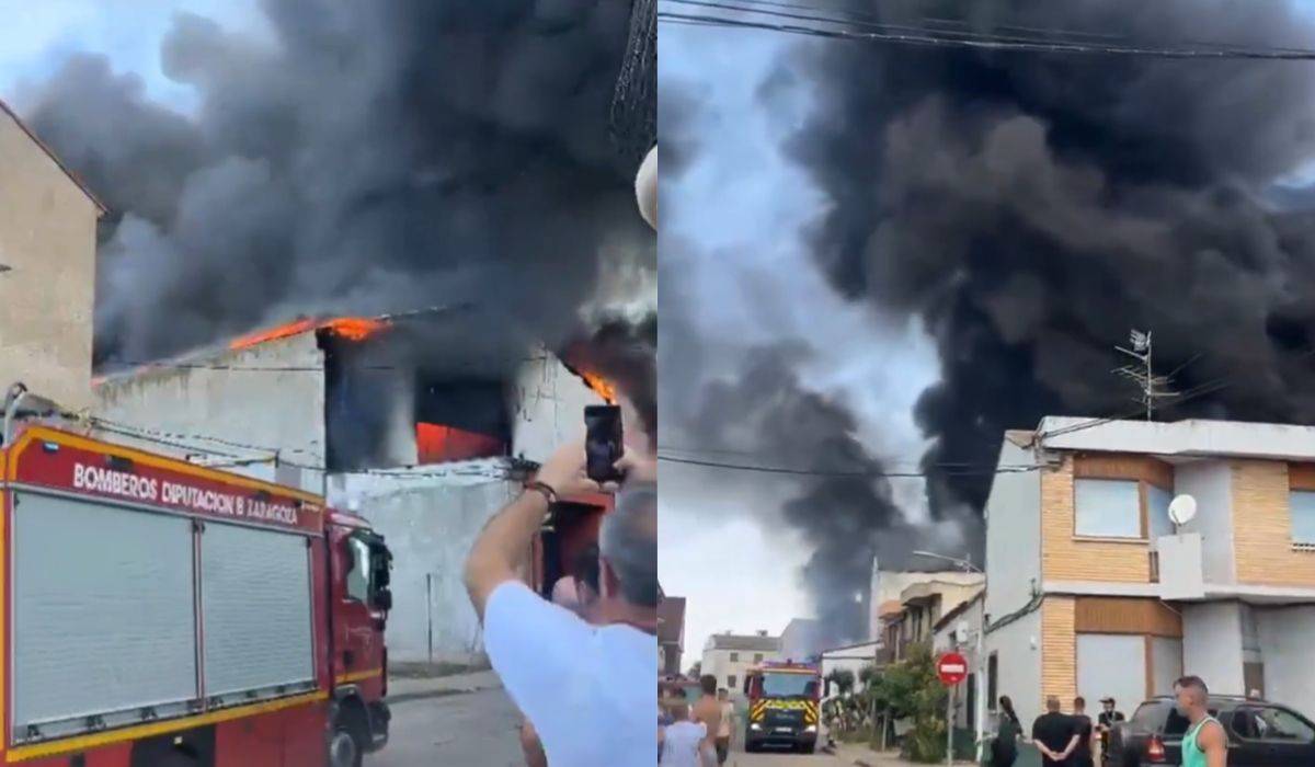 Mueren un bombero y un trabajador durante un grave incendio en una nave en Zaragoza