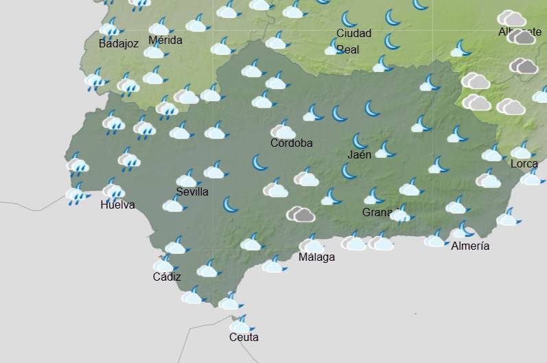 La madrugada del lunes traerá agua, que podría llegar en la mañana a provincias de Cádiz, Sevilla, Málaga o Córdoba, disipándose después la borrasca. - La madrugada del lunes traerá agua, que podría llegar en la mañana a provincias de Cádiz, Sevilla, Málaga o Córdoba, disipándose después la borrasca.