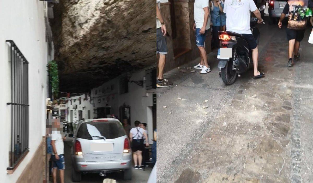 Cae una piedra de unos 12 centímetros por un desprendimiento en una de las turísticas calles-cueva de Setenil