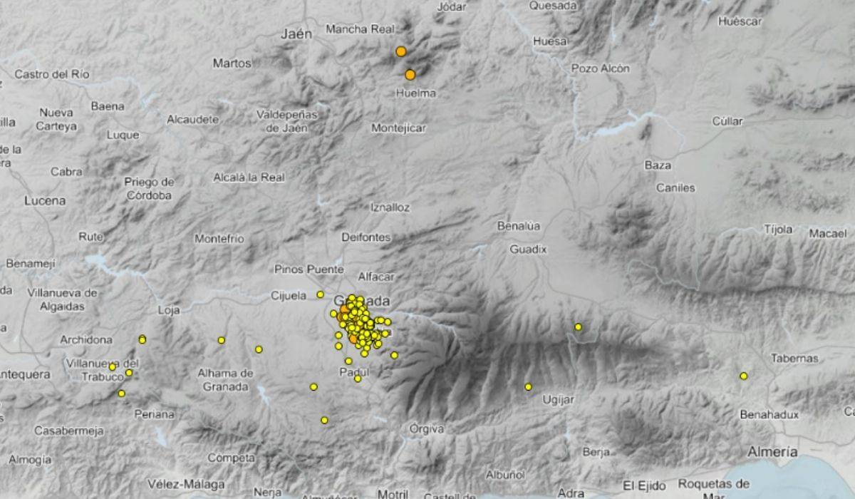 Dos terremotos de de 3 y 2,5 se sienten en Jaén en plena serie sísmica de Granada: al oeste, Cádiz y Huelva tampoco son ajenas