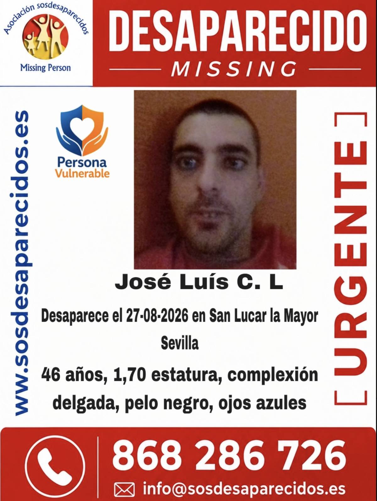 Cartel difundido por la asociación SOS Desaparecidos.