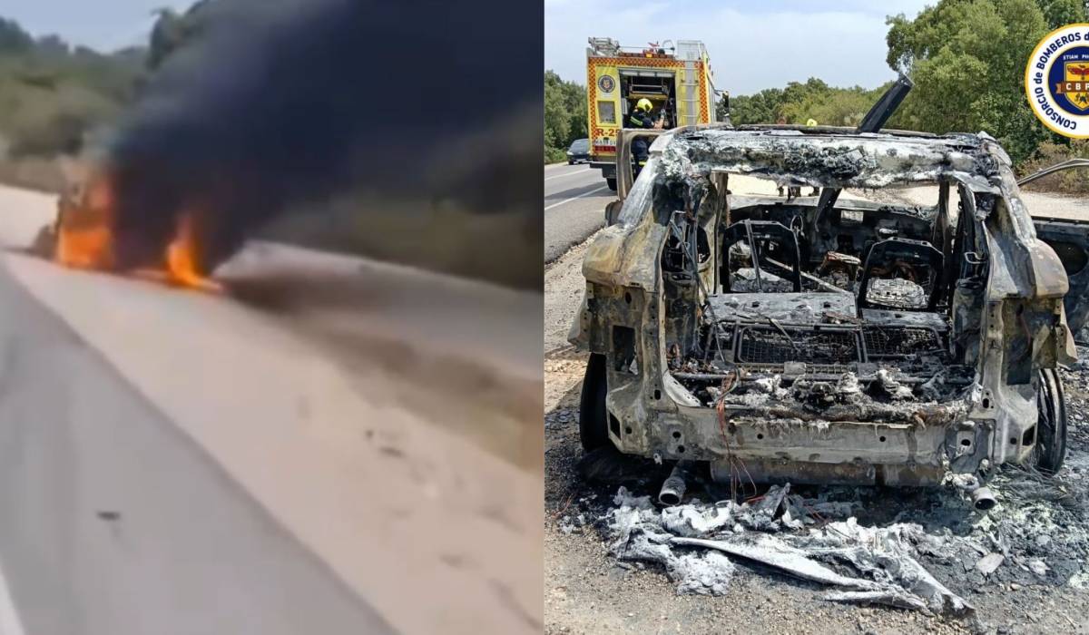 Arde un vehículo SUV en la Sierra de Cádiz: el coche ha quedado calcinado