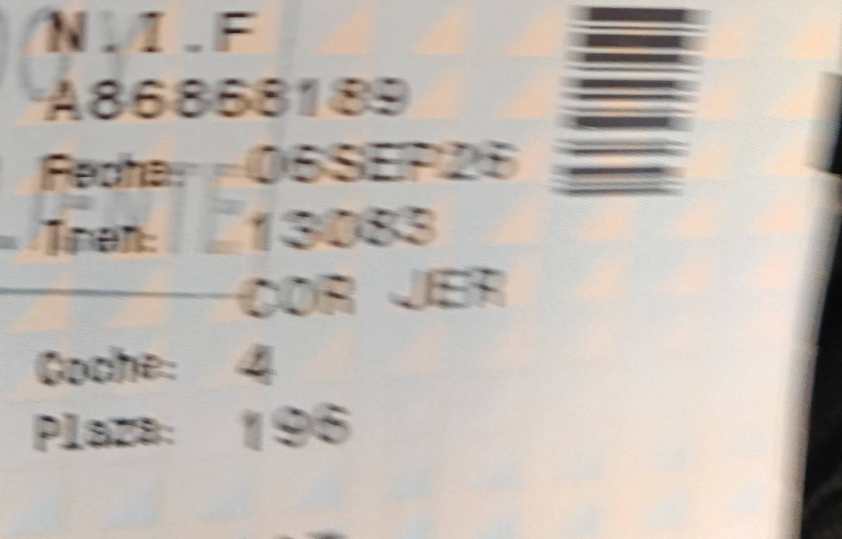 Imagen del billete de este viaje en tren. - Imagen del billete de este viaje en tren.