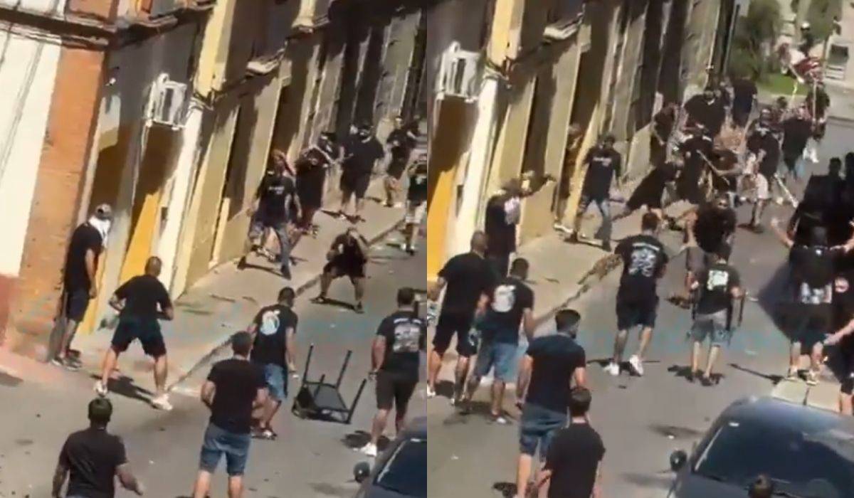 Batalla campal en Madre de Dios entre ultras del Xerez CD y el Badajoz antes del partido en Chapín