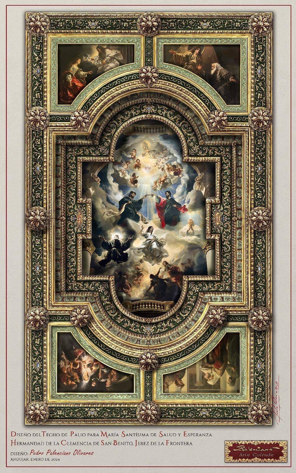 Recreación del techo del paso de palio de la Virgen de Salud y Esperanza de la Hermandad de la Clemencia. - Recreación del techo del paso de palio de la Virgen de Salud y Esperanza de la Hermandad de la Clemencia.