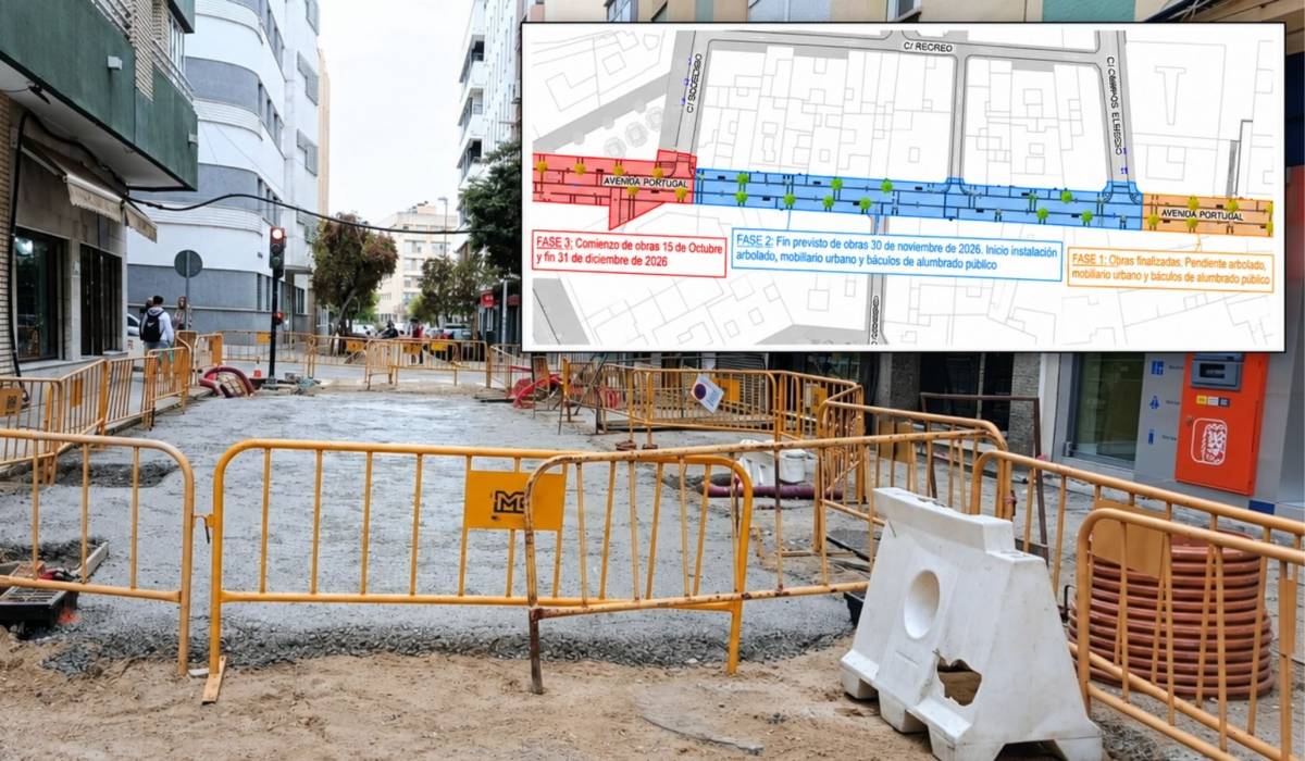 Las obras de la avenida de Portugal de Cádiz, que debían acabar en septiembre, se alargarán hasta diciembre por su complejidad