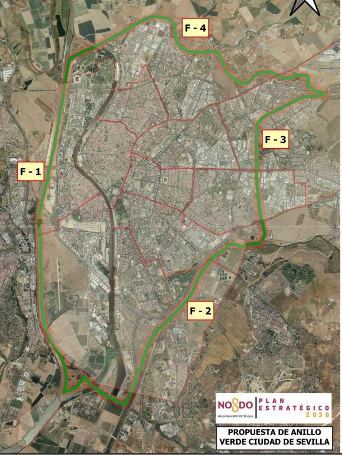 Mapa del futuro Anillo Azul y Verde de Sevilla. - Mapa del futuro Anillo Azul y Verde de Sevilla.